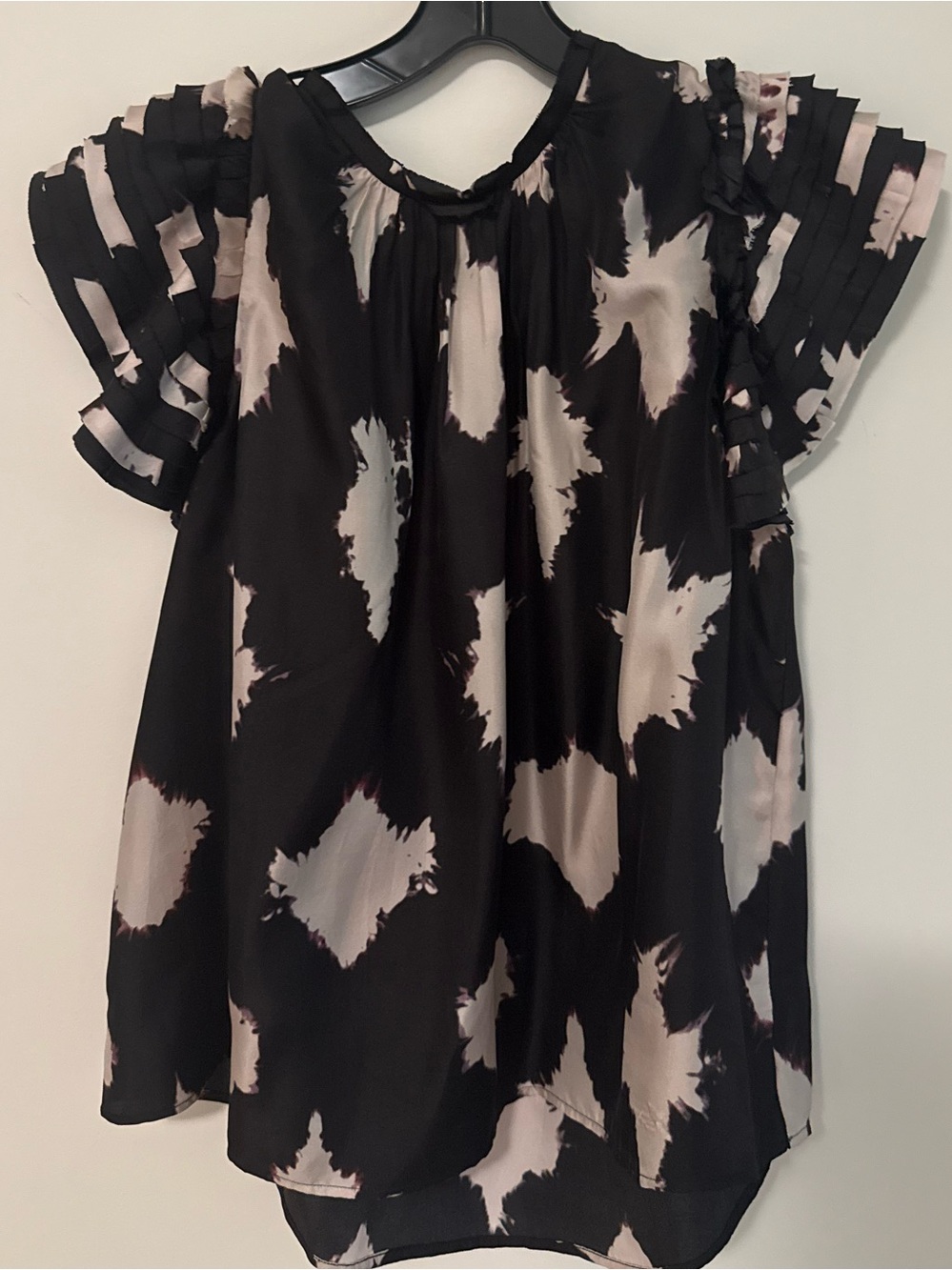 Ulla Johnson Silk Abstract Print Ruffle Sleeve Blouse, Size 6, Like New